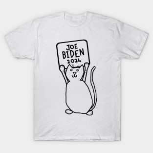 Cute Cat and Joe Biden 2024 Sign T-Shirt